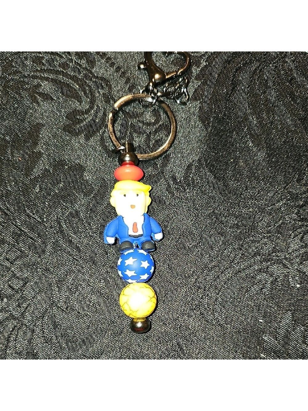 Handmade Colorful Trump Beaded Keychain